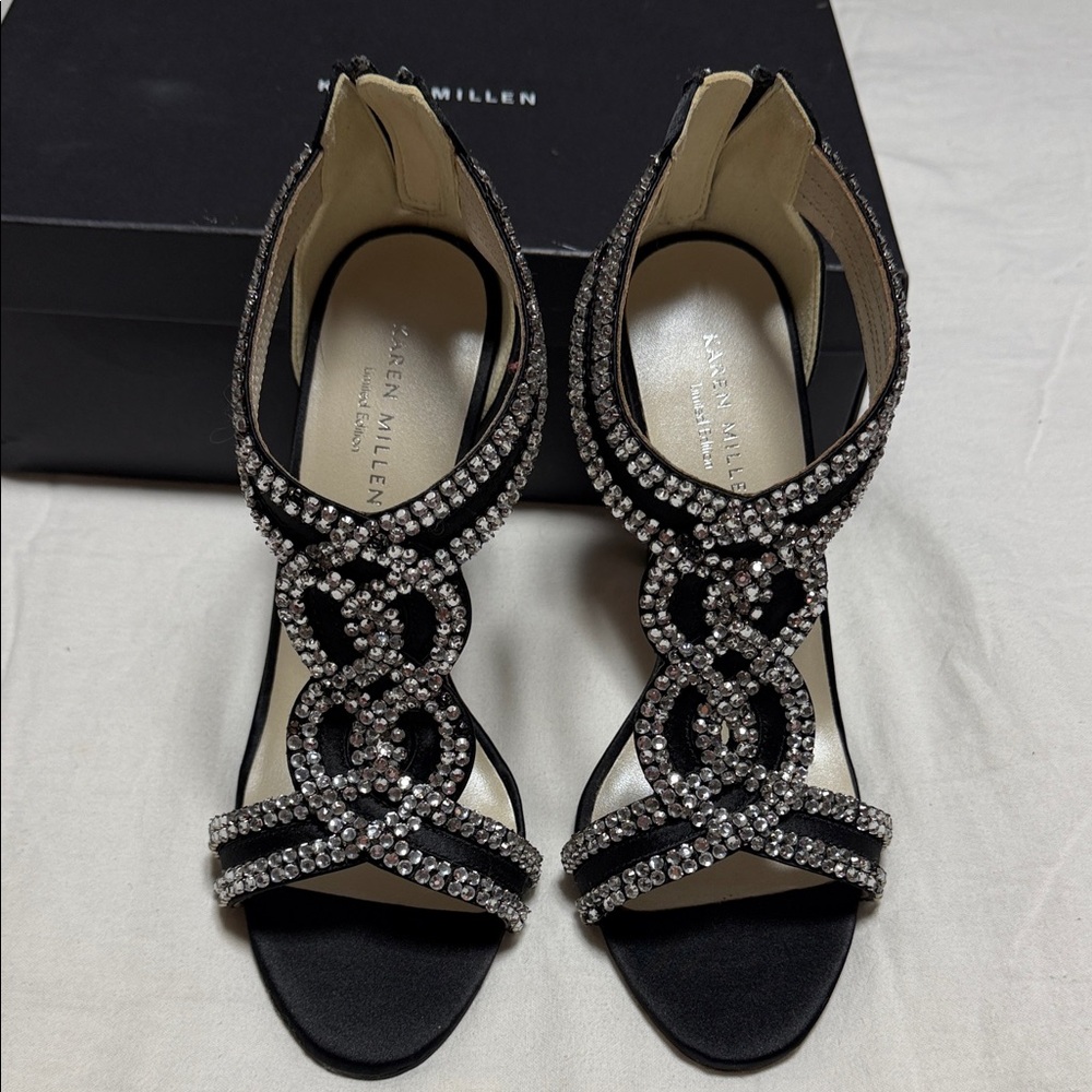 Karen Millen Black Crystal Embellished Heels